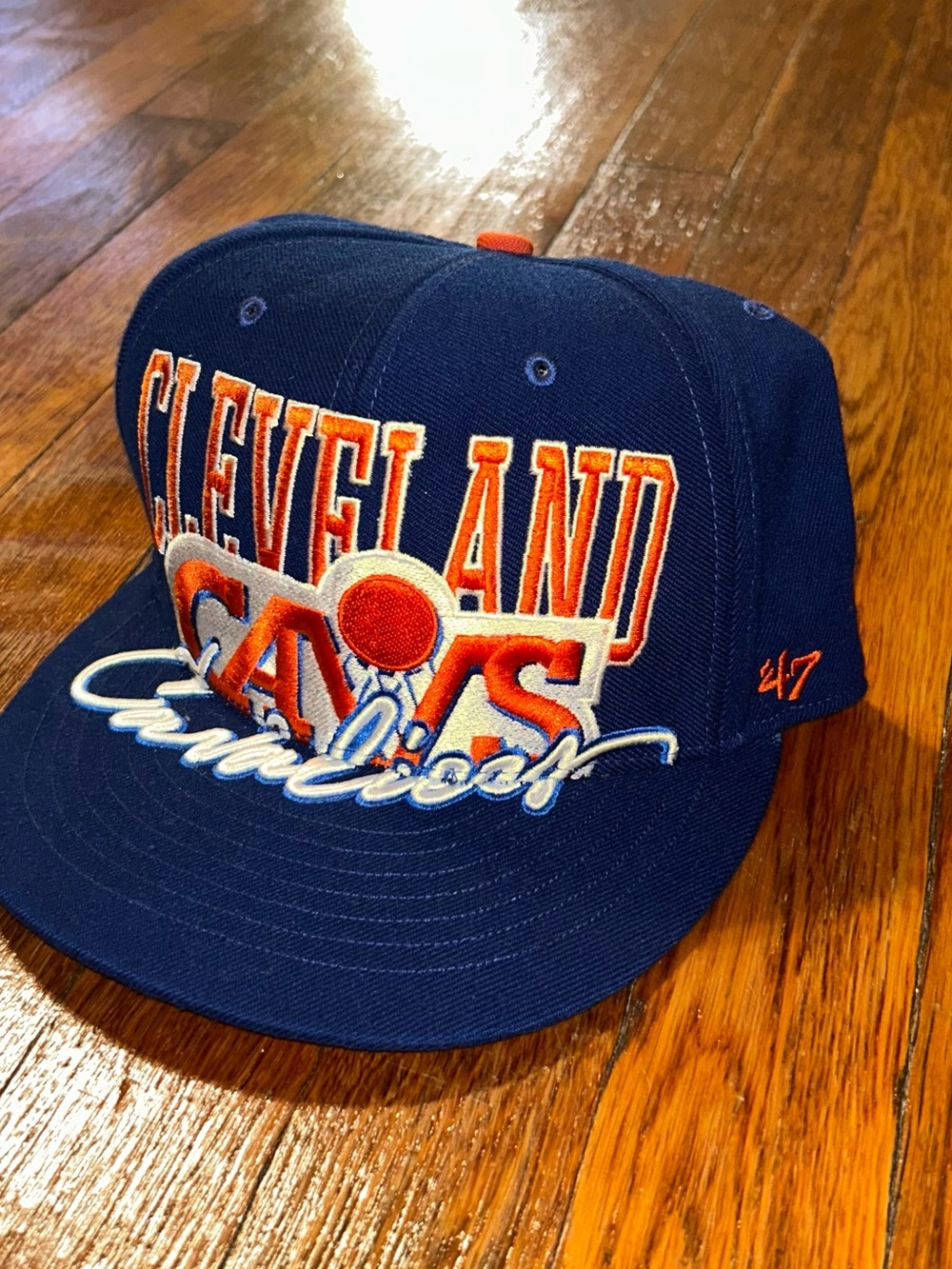 47 Cleveland Cavaliers Navy and Orange Embroidered Snapback Hat